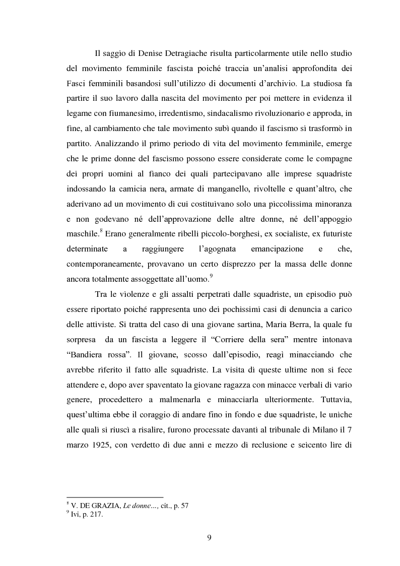 Anteprima della tesi: Le Donne, le Organizzazioni e le Politiche Femminili durante il Fascismo., Pagina 8