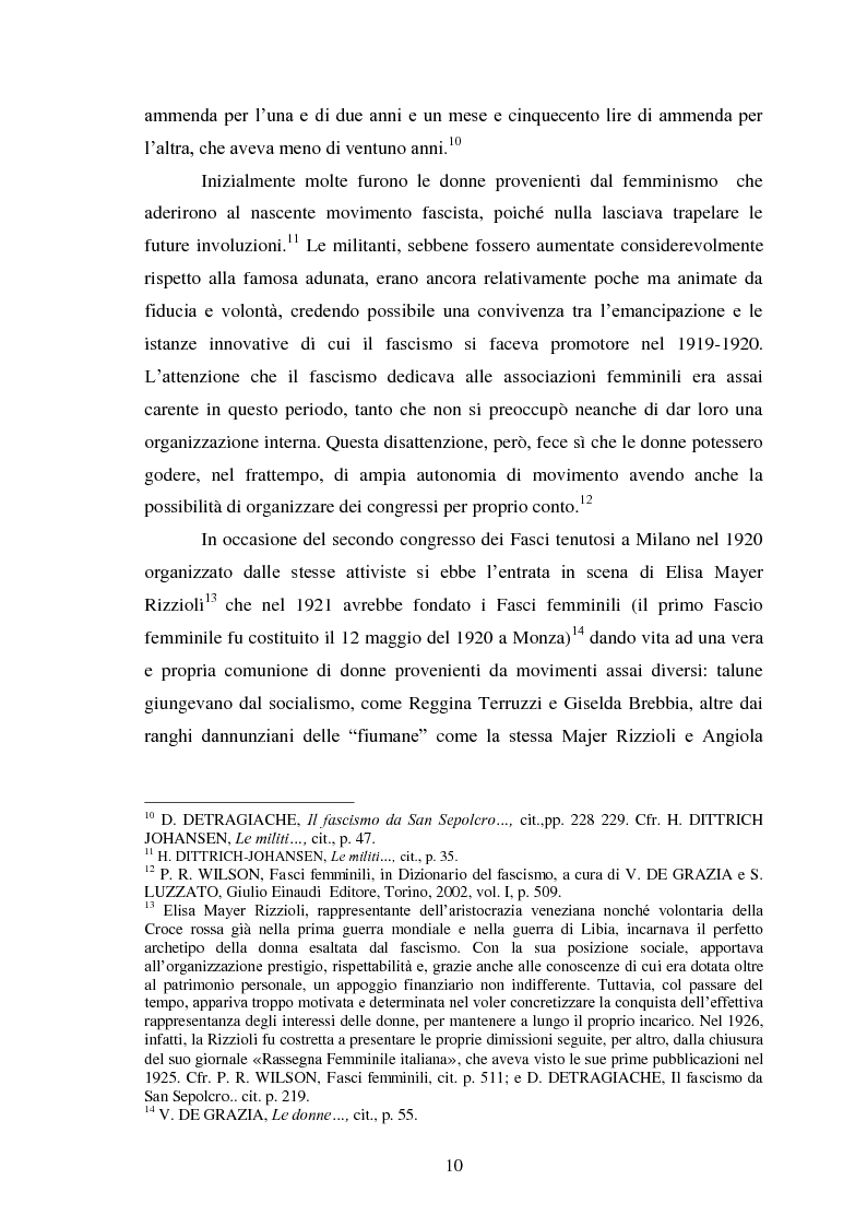 Anteprima della tesi: Le Donne, le Organizzazioni e le Politiche Femminili durante il Fascismo., Pagina 9