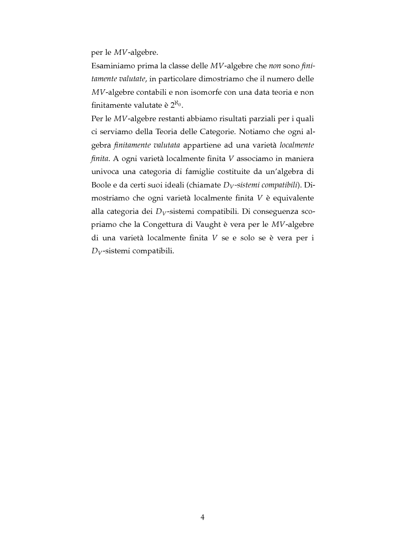 Anteprima della tesi: La Congettura di Vaught per le algebre di Boole e le MV-algebre, Pagina 5