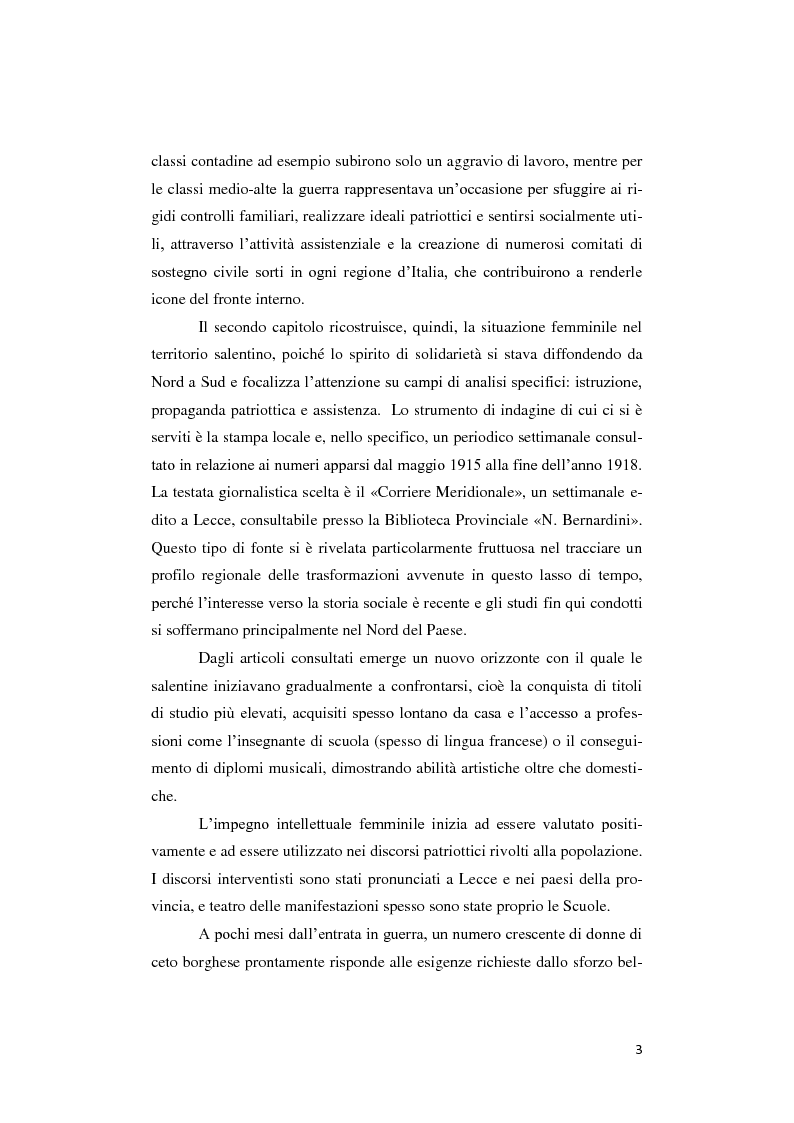 Anteprima della tesi: Donne lontano dal Fronte: la Grande guerra attraverso il «Corriere Meridionale» (1915-1918), Pagina 3