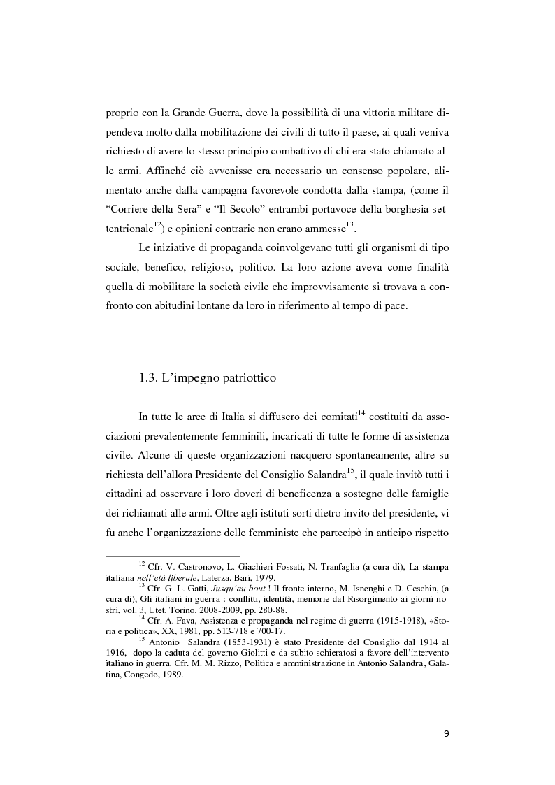Anteprima della tesi: Donne lontano dal Fronte: la Grande guerra attraverso il «Corriere Meridionale» (1915-1918), Pagina 9