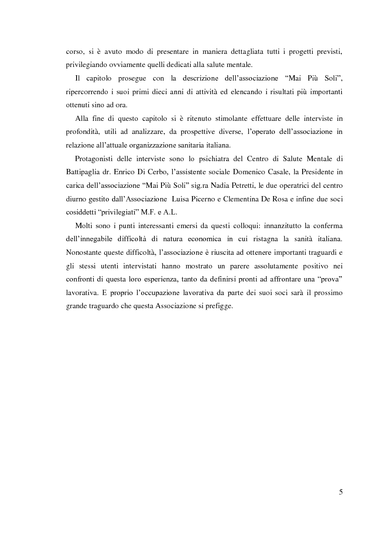 Anteprima della tesi: Trent'anni dopo Basaglia. Disagio psichico e volontariato sociale, Pagina 4