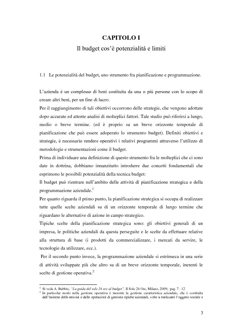 Anteprima della tesi: Gli strumenti del controllo di gestione: Il budget , Pagina 4
