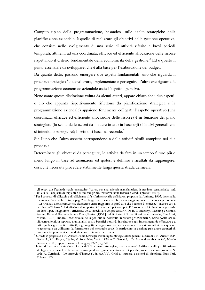 Anteprima della tesi: Gli strumenti del controllo di gestione: Il budget , Pagina 5