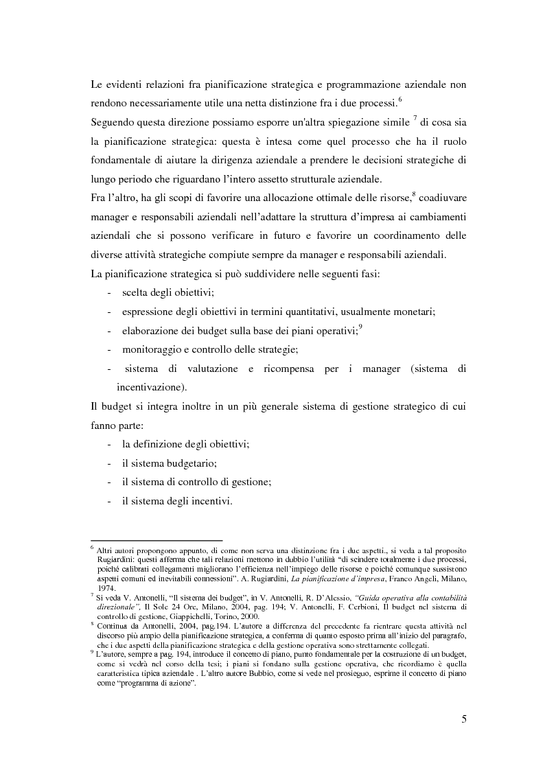 Anteprima della tesi: Gli strumenti del controllo di gestione: Il budget , Pagina 6