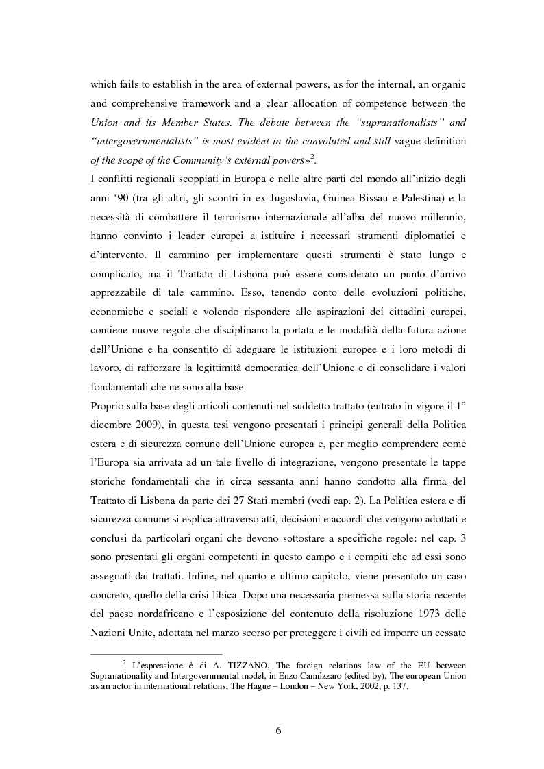 Anteprima della tesi: La politica estera e di sicurezza comune dell'Unione europea e il caso Libia, Pagina 3