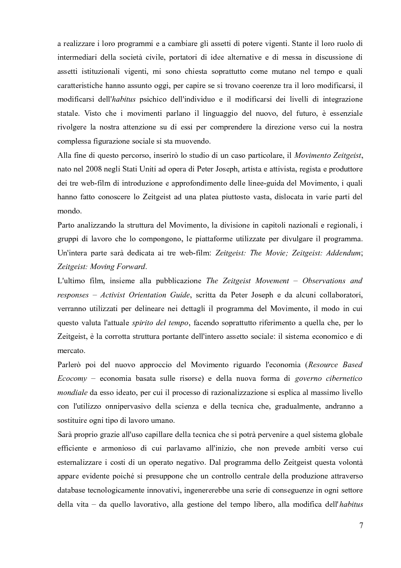Anteprima della tesi: La sociologia processuale nello studio dei movimenti sociali contemporanei. Il caso Zeitgeist., Pagina 5