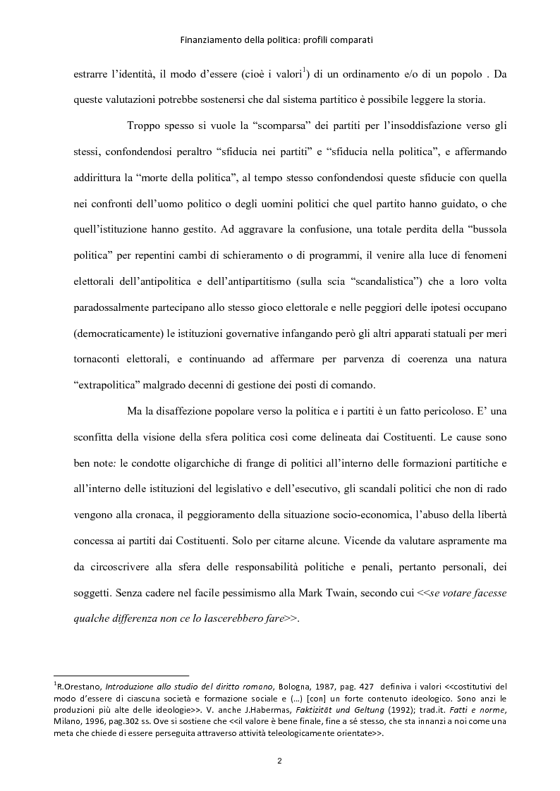 Anteprima della tesi: Finanziamento della politica : profili comparati, Pagina 3