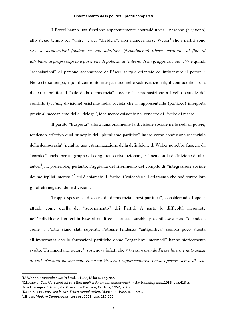 Anteprima della tesi: Finanziamento della politica : profili comparati, Pagina 4