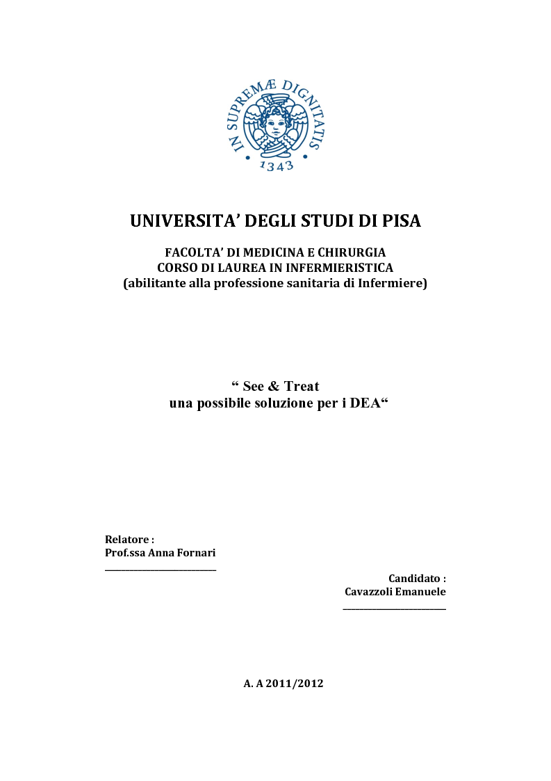 Anteprima della tesi: See & Treat una possibile soluzione per i DEA, Pagina 1