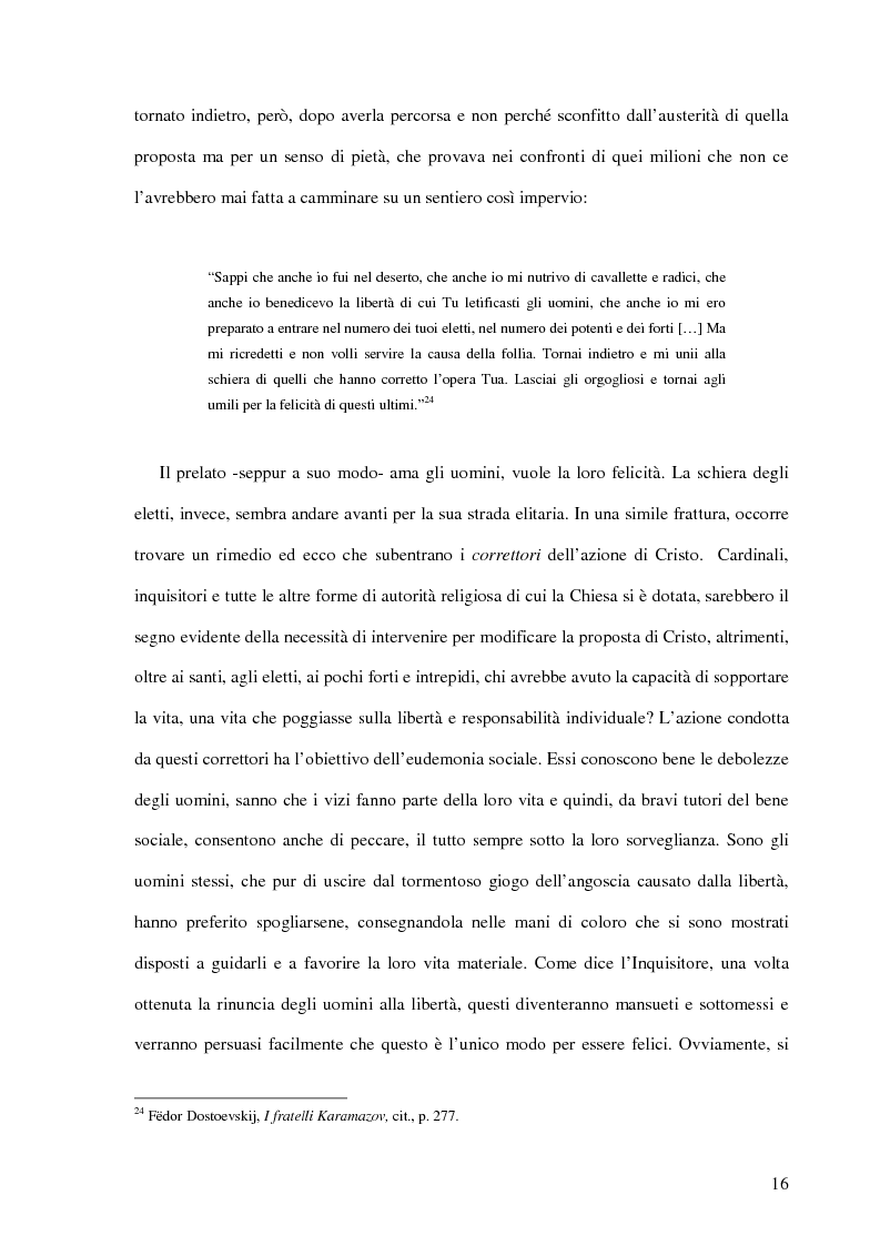 Estratto dalla tesi: La Leggenda del Grande Inquisitore e la questione ontologica della libertà