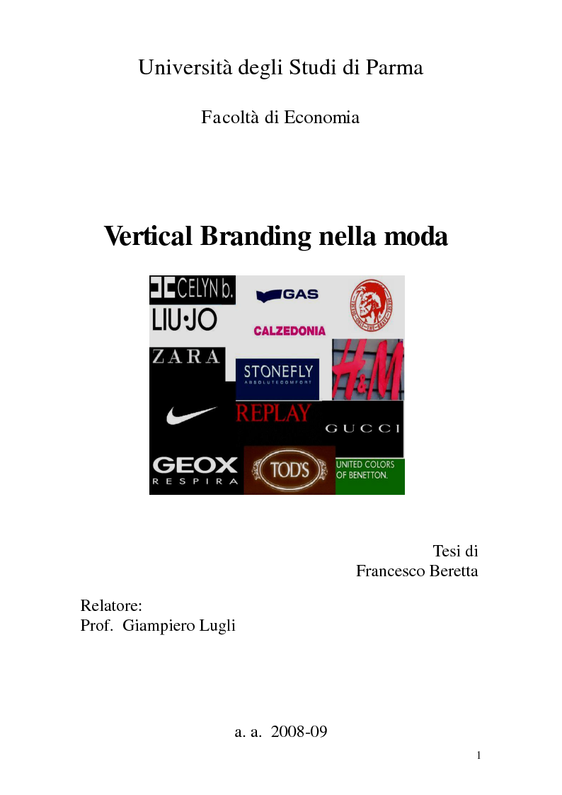Anteprima della tesi: Vertical Branding nella moda, Pagina 1