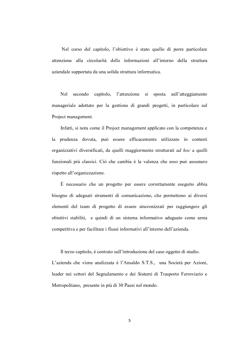 Anteprima della tesi: Il ruolo dei sistemi informativi sulle attività di project management: il caso Ansaldo sts, Pagina 3
