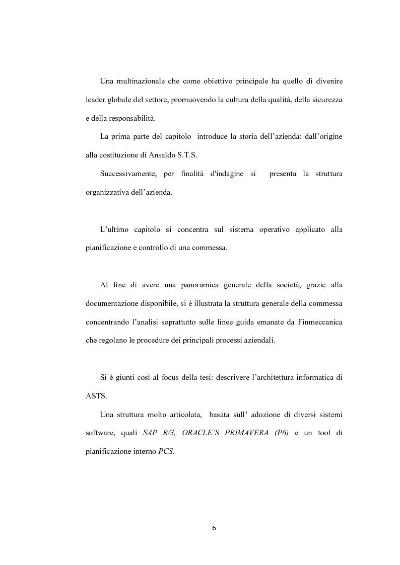 Anteprima della tesi: Il ruolo dei sistemi informativi sulle attività di project management: il caso Ansaldo sts, Pagina 4