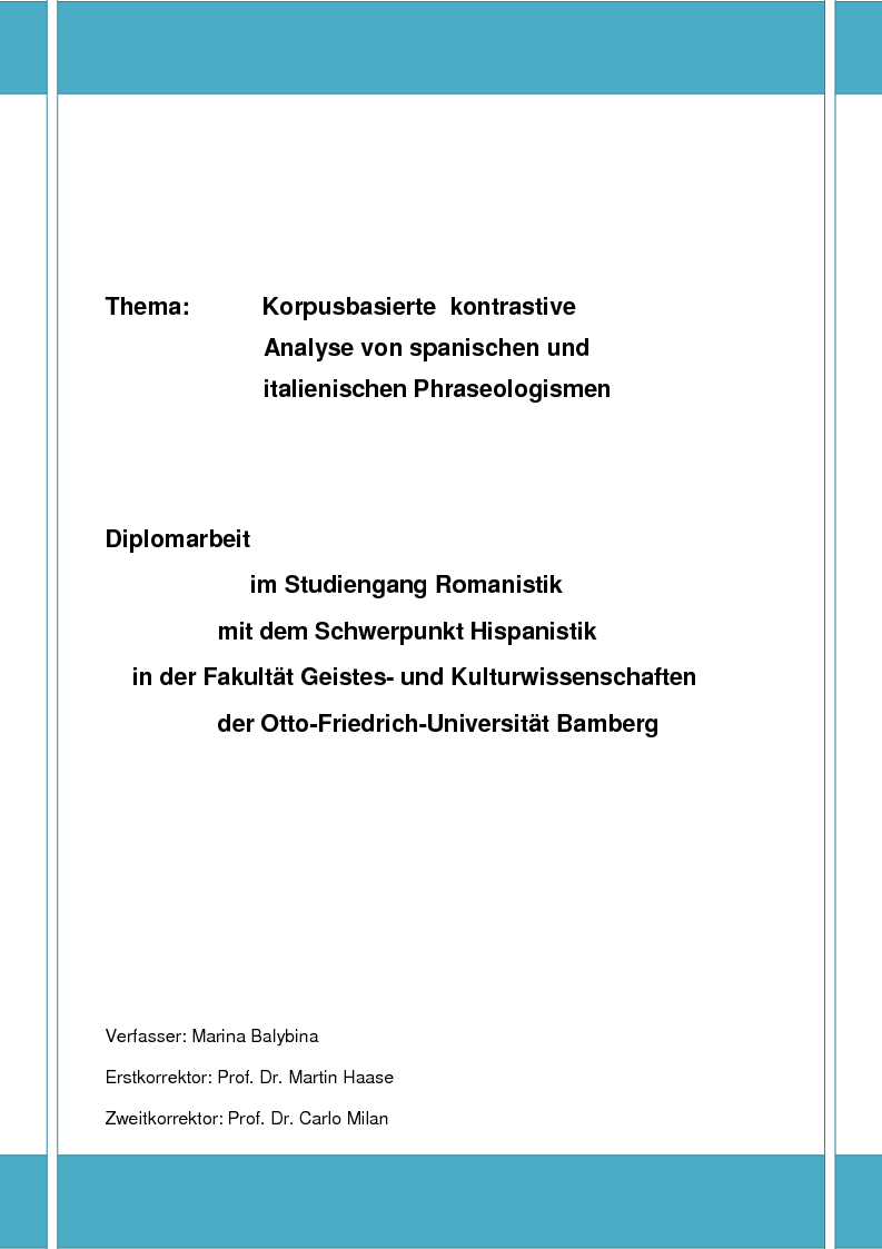 Anteprima della tesi: Korpusbasierte kontrastive Analyse von spanischen und italienischen Phraseologismen, Pagina 1