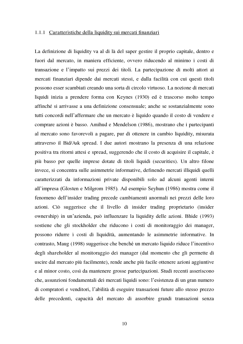 Anteprima della tesi: Liquidity e Valore: un'Analisi Empirica in Italia, Pagina 9