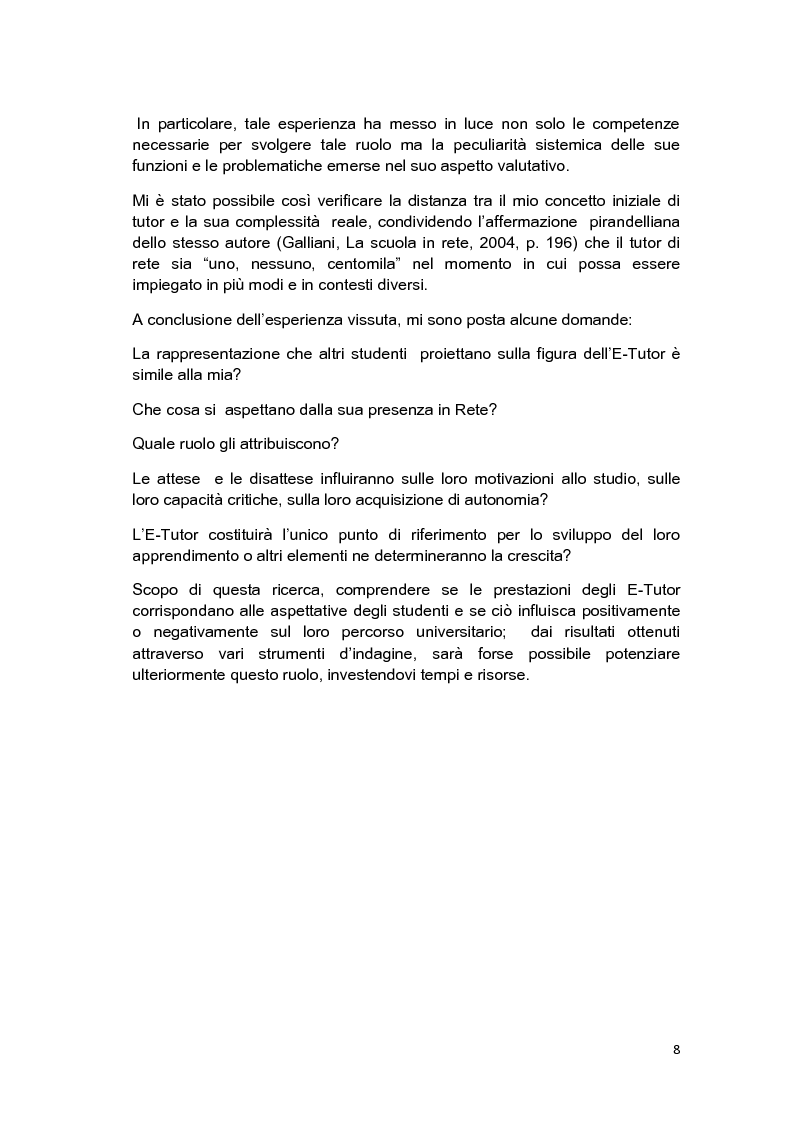 Anteprima della tesi: E-Tutor:una figura di riferimento nell'apprendimento online - attraverso la rappresentazione degli studenti, Pagina 4