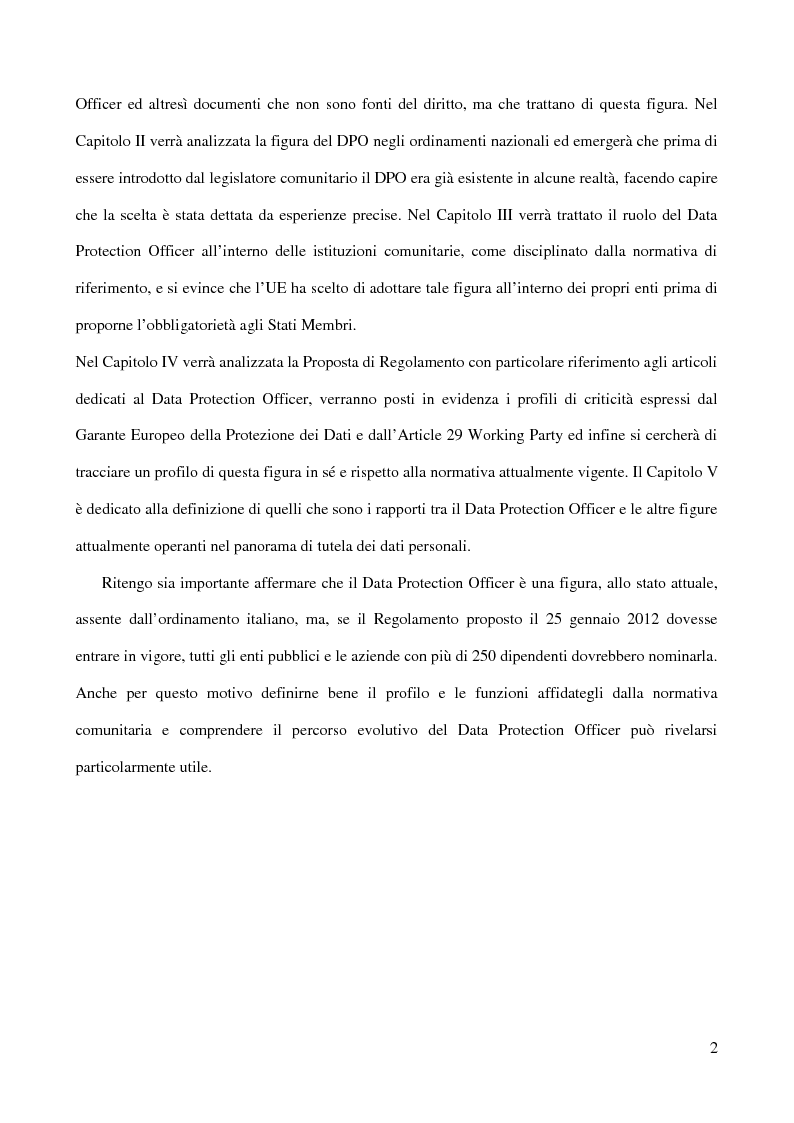 Anteprima della tesi: La figura del Data Protection Officer nel quadro giuridico europeo sulla protezione dei dati personali, Pagina 3