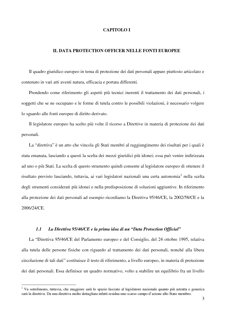 Anteprima della tesi: La figura del Data Protection Officer nel quadro giuridico europeo sulla protezione dei dati personali, Pagina 4