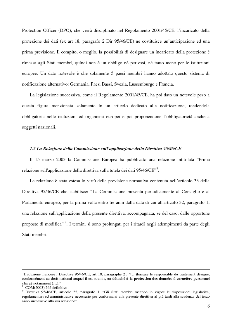 Anteprima della tesi: La figura del Data Protection Officer nel quadro giuridico europeo sulla protezione dei dati personali, Pagina 7