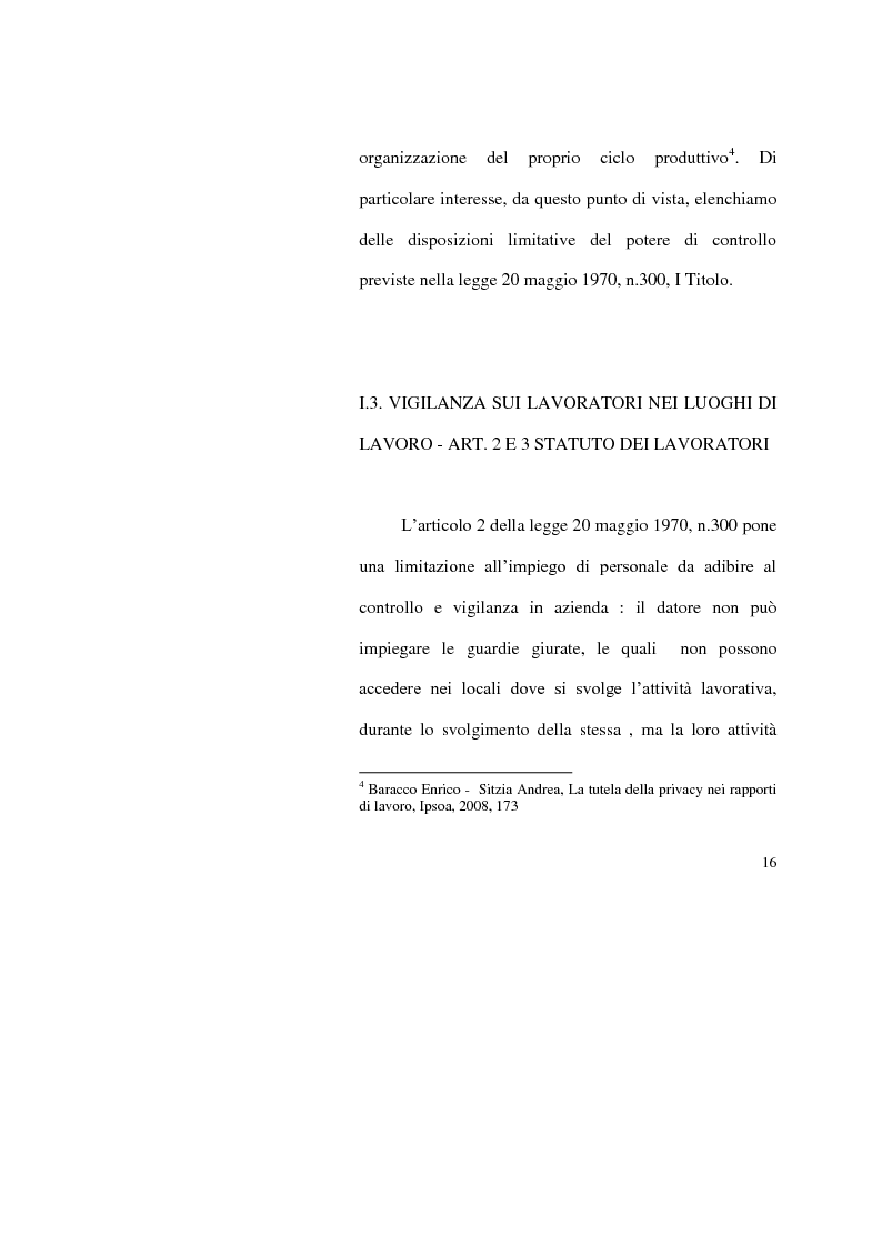 Anteprima della tesi: I limiti del potere di controllo del datore di lavoro, Pagina 11