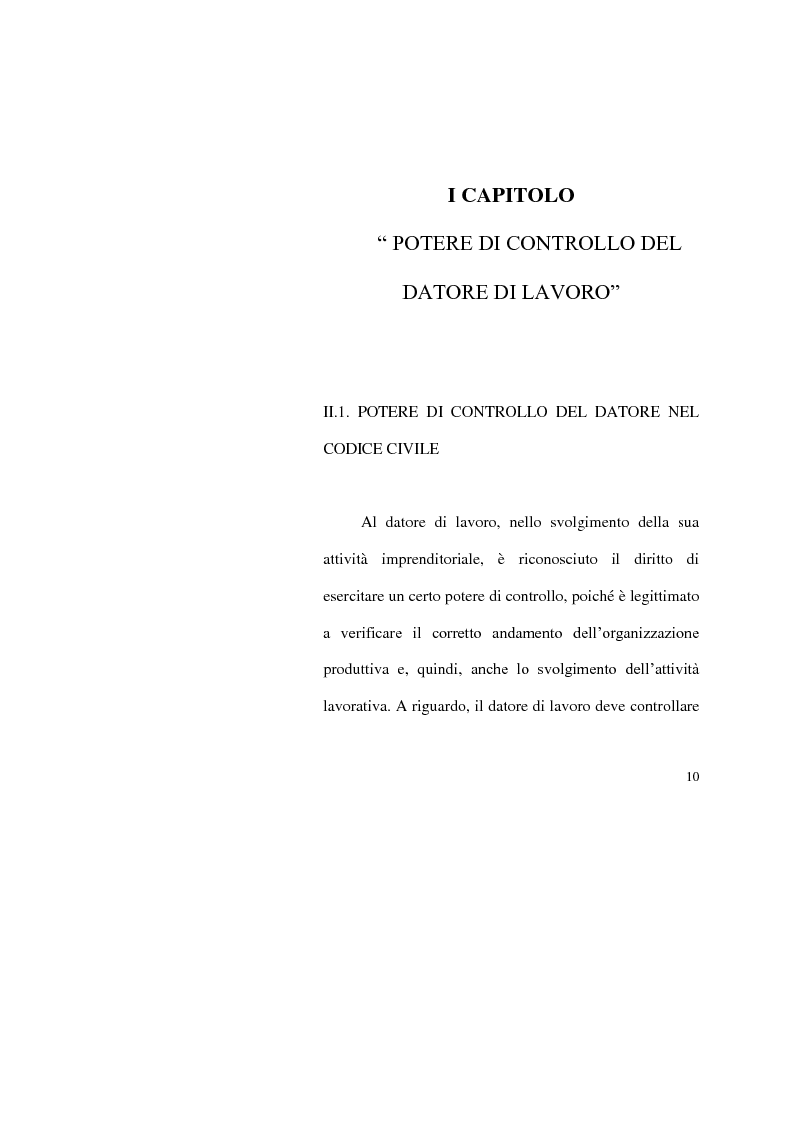 Anteprima della tesi: I limiti del potere di controllo del datore di lavoro, Pagina 5