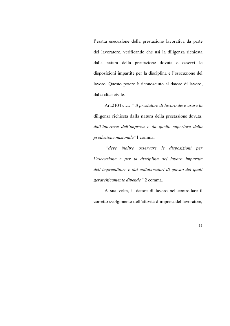Anteprima della tesi: I limiti del potere di controllo del datore di lavoro, Pagina 6