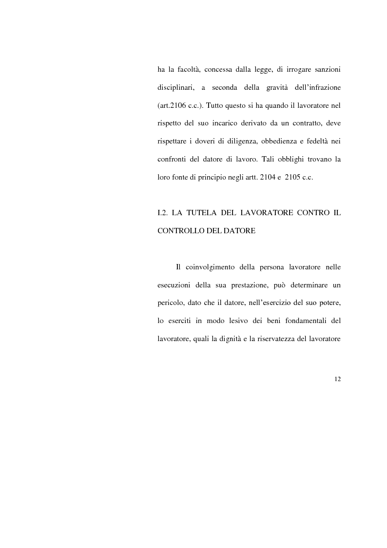 Anteprima della tesi: I limiti del potere di controllo del datore di lavoro, Pagina 7
