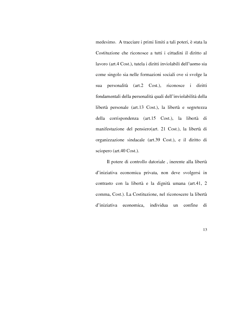 Anteprima della tesi: I limiti del potere di controllo del datore di lavoro, Pagina 8