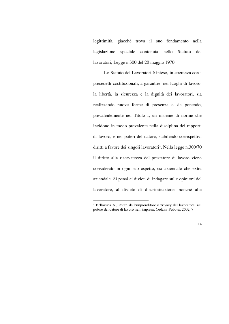 Anteprima della tesi: I limiti del potere di controllo del datore di lavoro, Pagina 9