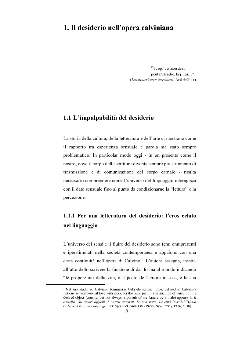 Anteprima della tesi: Scrittura (e lettura) del desiderio. Gli Incipit di ''Se una notte d'Inverno un Viaggiatore'' di Italo Calvino., Pagina 5