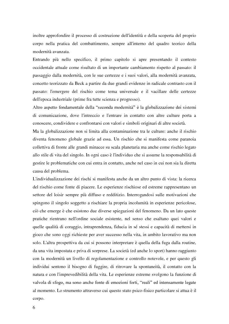 Anteprima della tesi: Gli sport da combattimento nella società contemporanea: ricerca di piacere e di significato, Pagina 4
