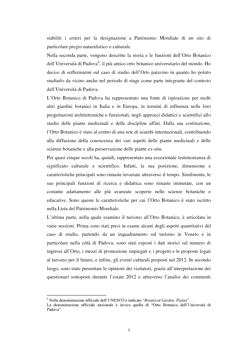 Anteprima della tesi: Il turismo all'Orto Botanico dell'Università di Padova, sito del Patrimonio Mondiale, Pagina 4