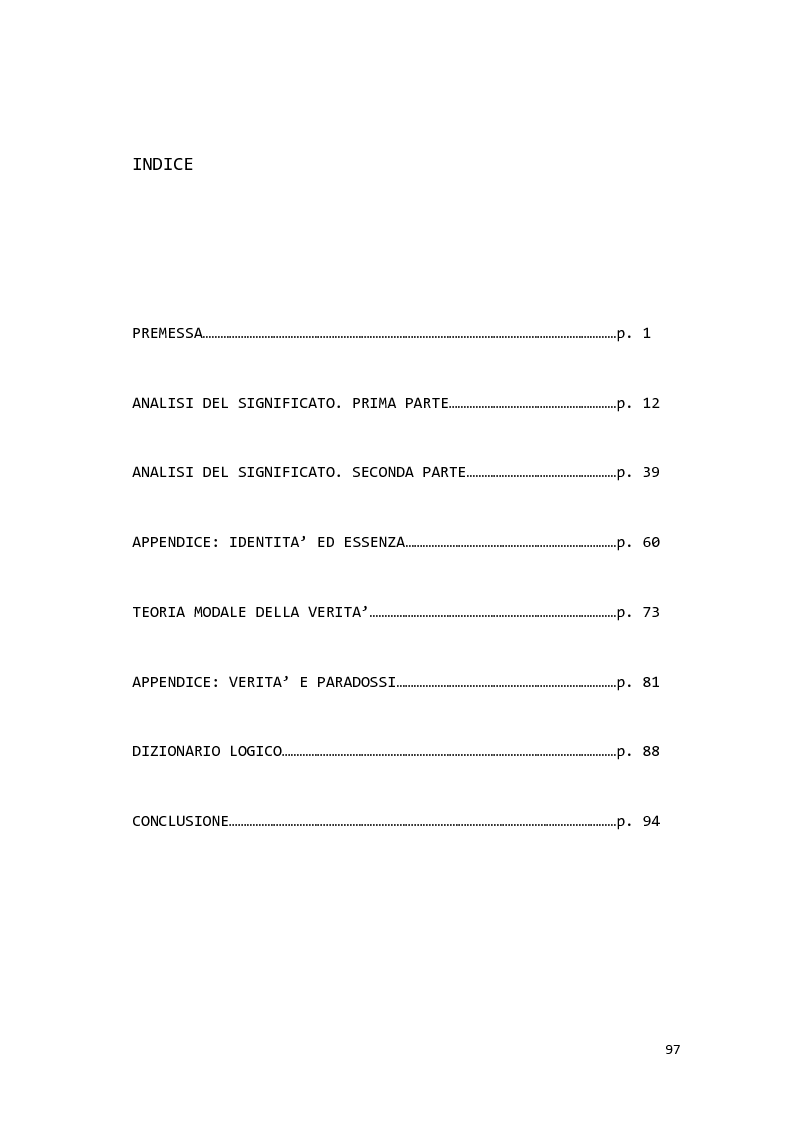 Indice della tesi: Saul Kripke: analisi modale del significato, Pagina 1