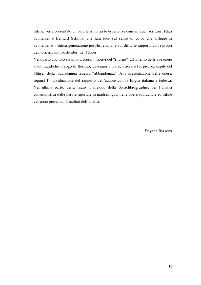 Anteprima della tesi: Il ruolo delle emozioni nell’acquisizione di una seconda lingua: l’abbandono della lingua madre come fuga dal passato nell’opera di Helga Schneider, Pagina 4