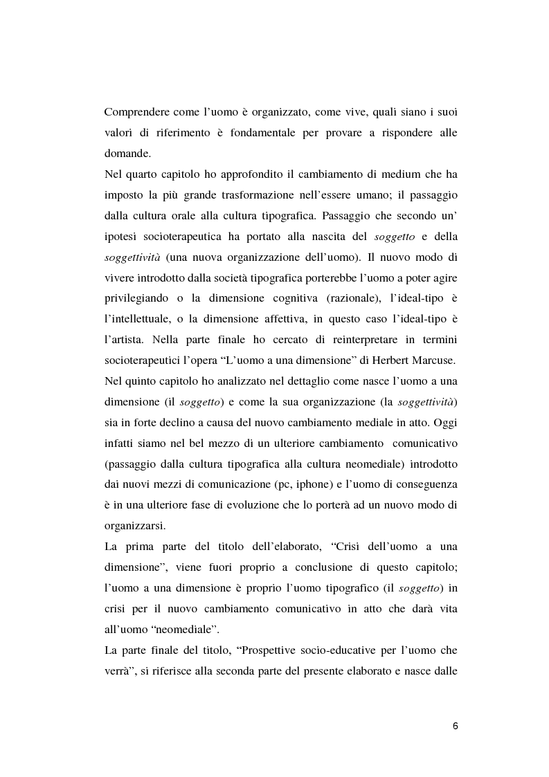 Anteprima della tesi: Crisi dell'uomo a una dimensione: Prospettive educative per l'uomo che verrà, Pagina 5