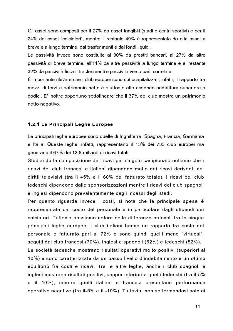 Anteprima della tesi: Il Fair Play Finanziario:
normativa per un calcio sostenibile, Pagina 6