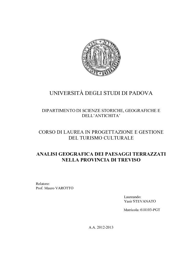 Anteprima della tesi: Analisi geografica dei paesaggi terrazzati nella provincia di Treviso, Pagina 1