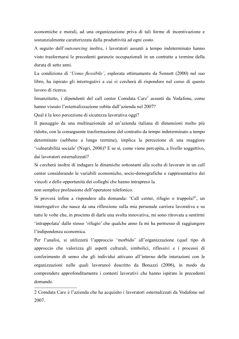 Anteprima della tesi: Call center, rifugio o trappola?, Pagina 4