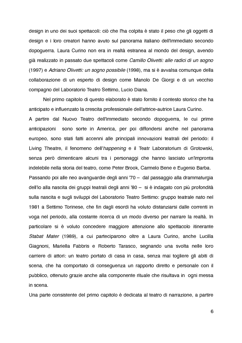Anteprima della tesi: "Mani grandi, senza fine" di Laura Curino. Analisi dello spettacolo, Pagina 3