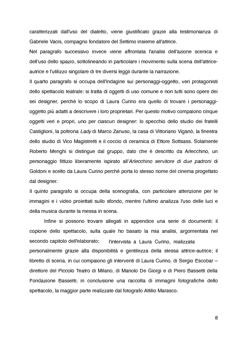 Anteprima della tesi: "Mani grandi, senza fine" di Laura Curino. Analisi dello spettacolo, Pagina 5