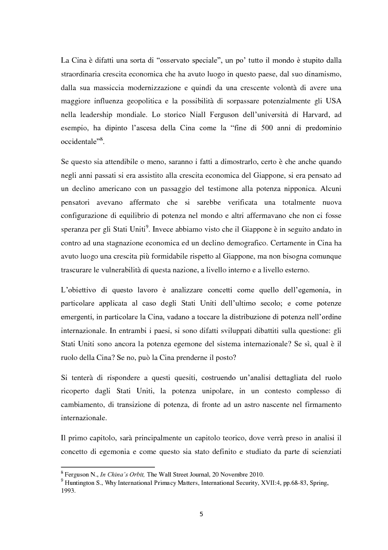 Anteprima della tesi: Transizione di potenza nell'ordine internazionale: l'egemonia degli Stati Uniti di fronte l'ascesa della Cina, Pagina 4