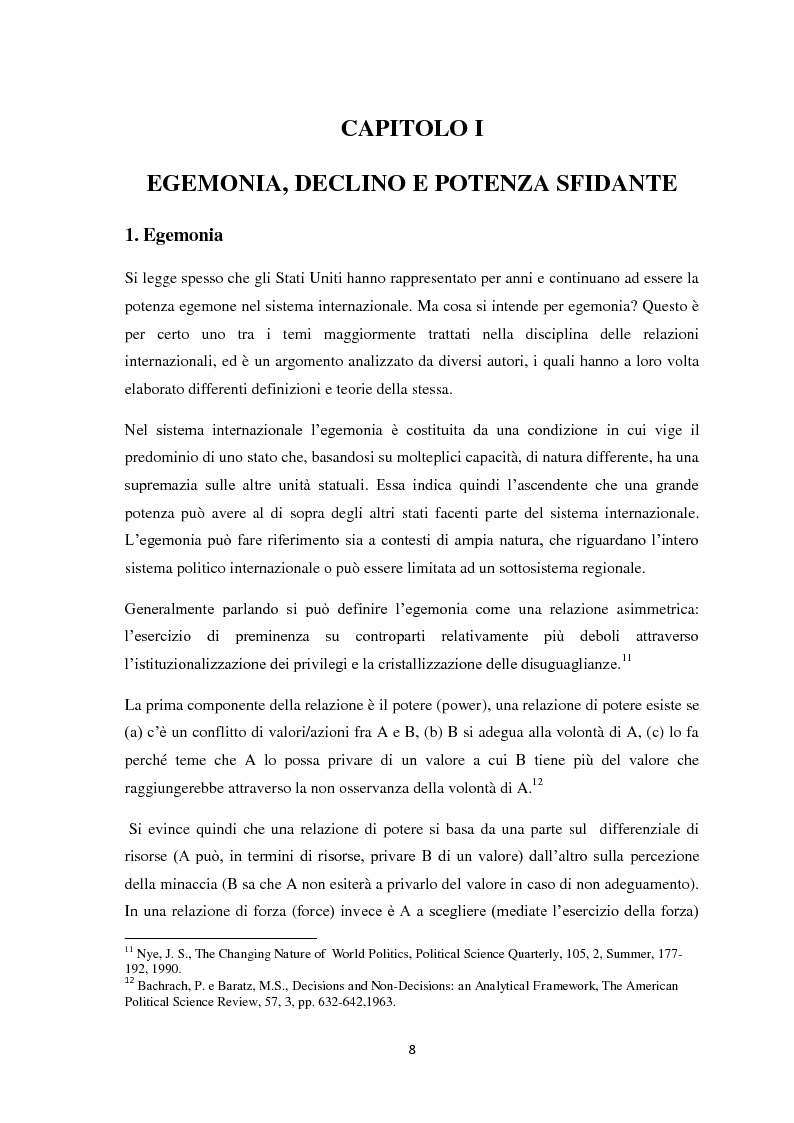 Anteprima della tesi: Transizione di potenza nell'ordine internazionale: l'egemonia degli Stati Uniti di fronte l'ascesa della Cina, Pagina 7