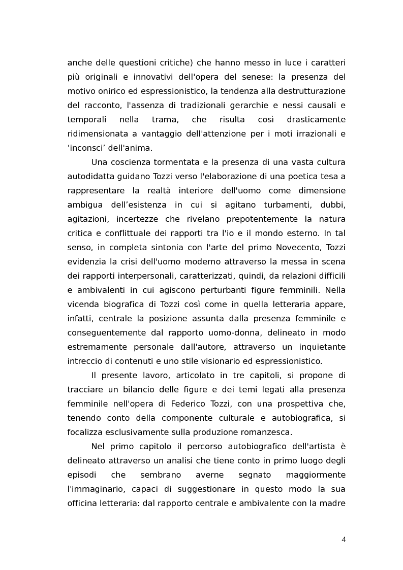 Anteprima della tesi: L'identità femminile nei romanzi di Federico Tozzi, Pagina 3