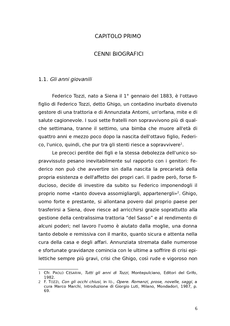 Anteprima della tesi: L'identità femminile nei romanzi di Federico Tozzi, Pagina 5