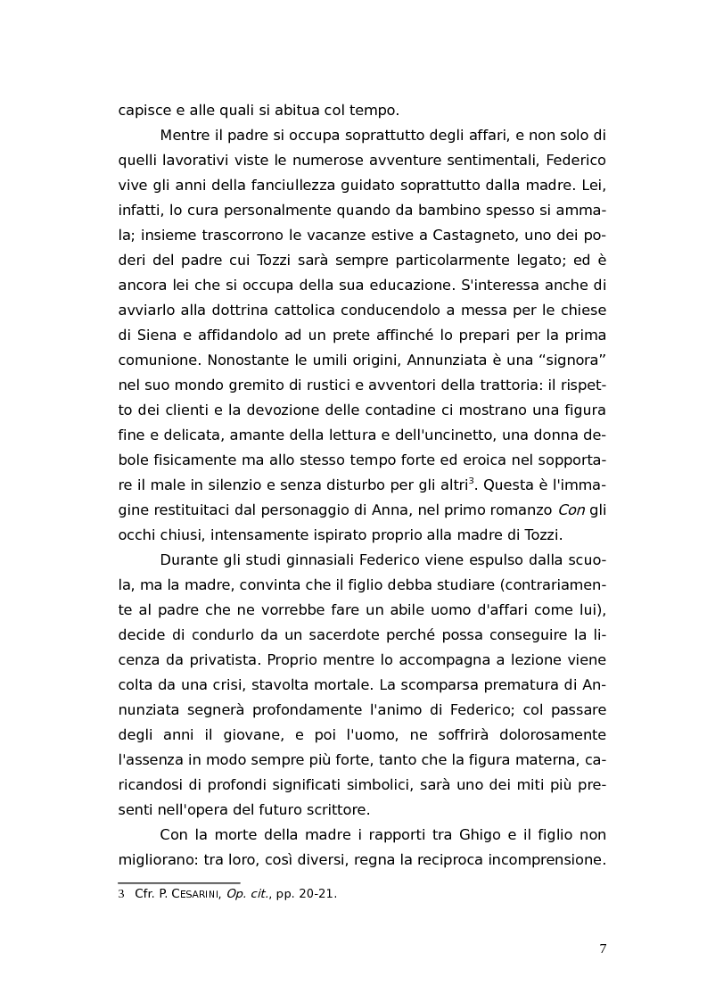 Anteprima della tesi: L'identità femminile nei romanzi di Federico Tozzi, Pagina 6