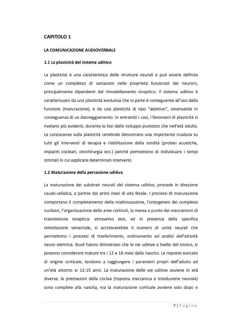 Anteprima della tesi: Gli effetti della compressione non lineare e della trasposizione lineare in frequenza sulla percezione verbale nei bambini in età scolare, Pagina 4