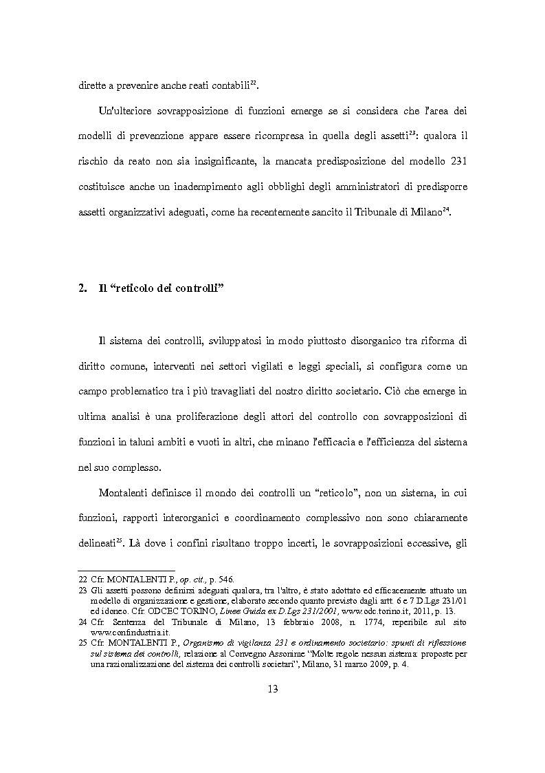 Estratto dalla tesi: D.Lgs. 231/2001 e attori del controllo: recenti criticità e nuove prospettive.