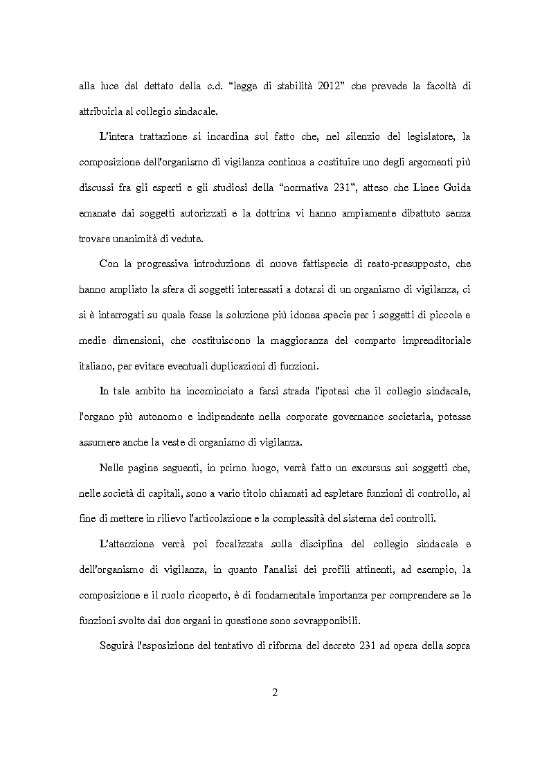 Anteprima della tesi: D.Lgs. 231/2001 e attori del controllo: recenti criticità e nuove prospettive., Pagina 3