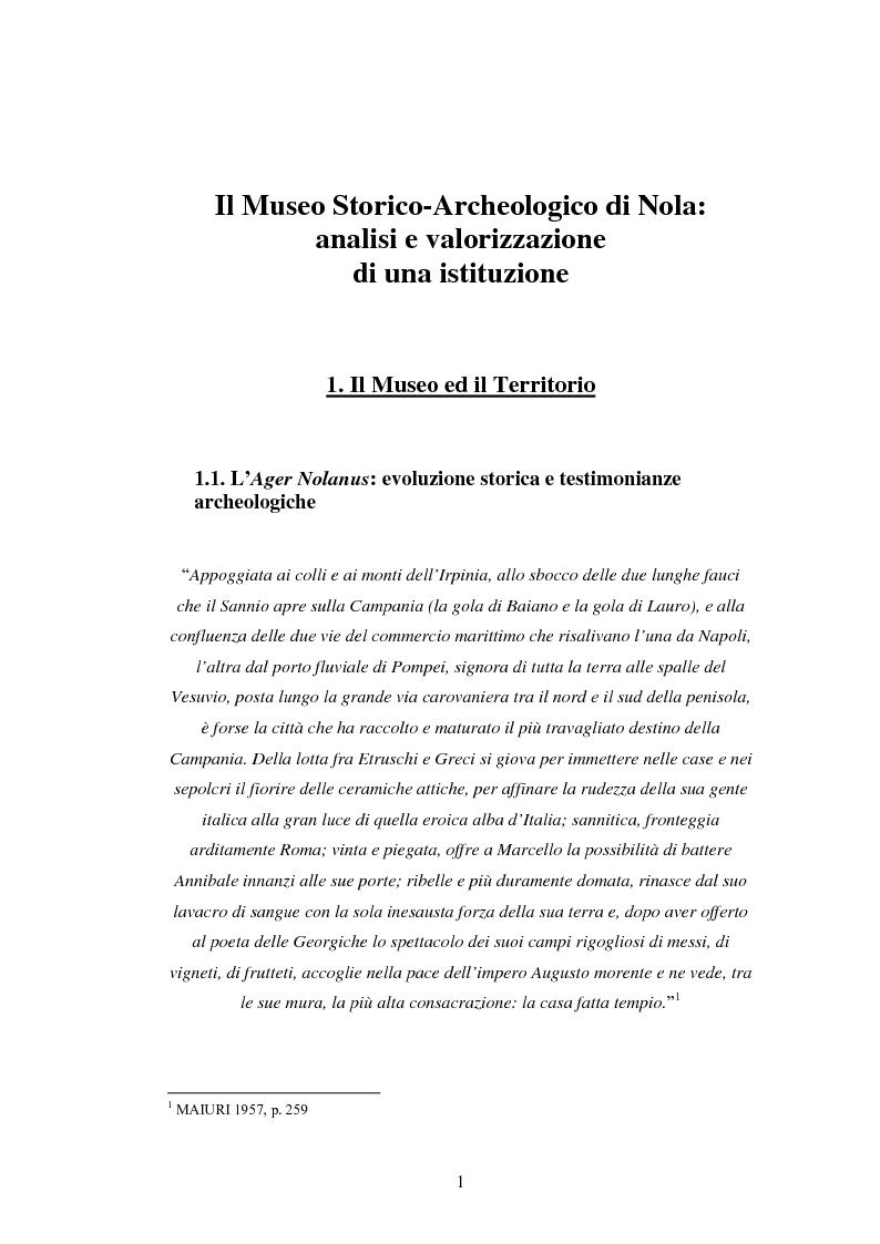 Anteprima della tesi: Il Museo Storico Archeologico di Nola: Analisi e Valorizzazione di una Istituzione, Pagina 4